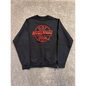 Krispy Kreme Sweatshirt Mens S Black Hot Now Original Glazed Logo Pullover Crew
